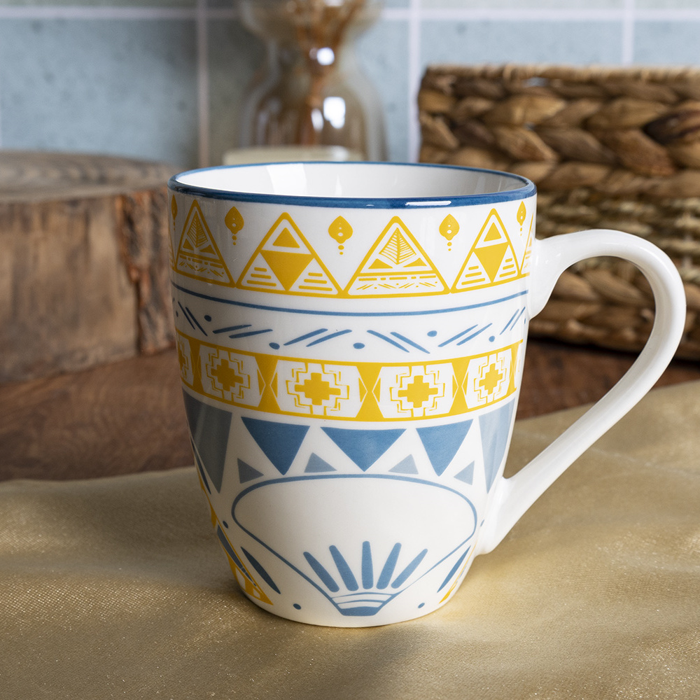 Happy Go 11OZ(320ML) MUG WITH DECAL AND COLOR RIM