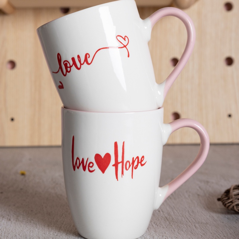 12oz Cone Ceramic Mug Love & Hope Valentine’s Edition Romantic Couple Gift Coffee Cup