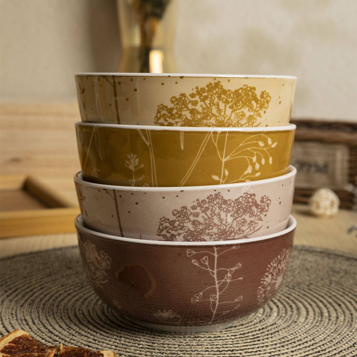 Happy Go White Porcelain 13.8CM(510ML)BOWL WITH PAD PRINTING