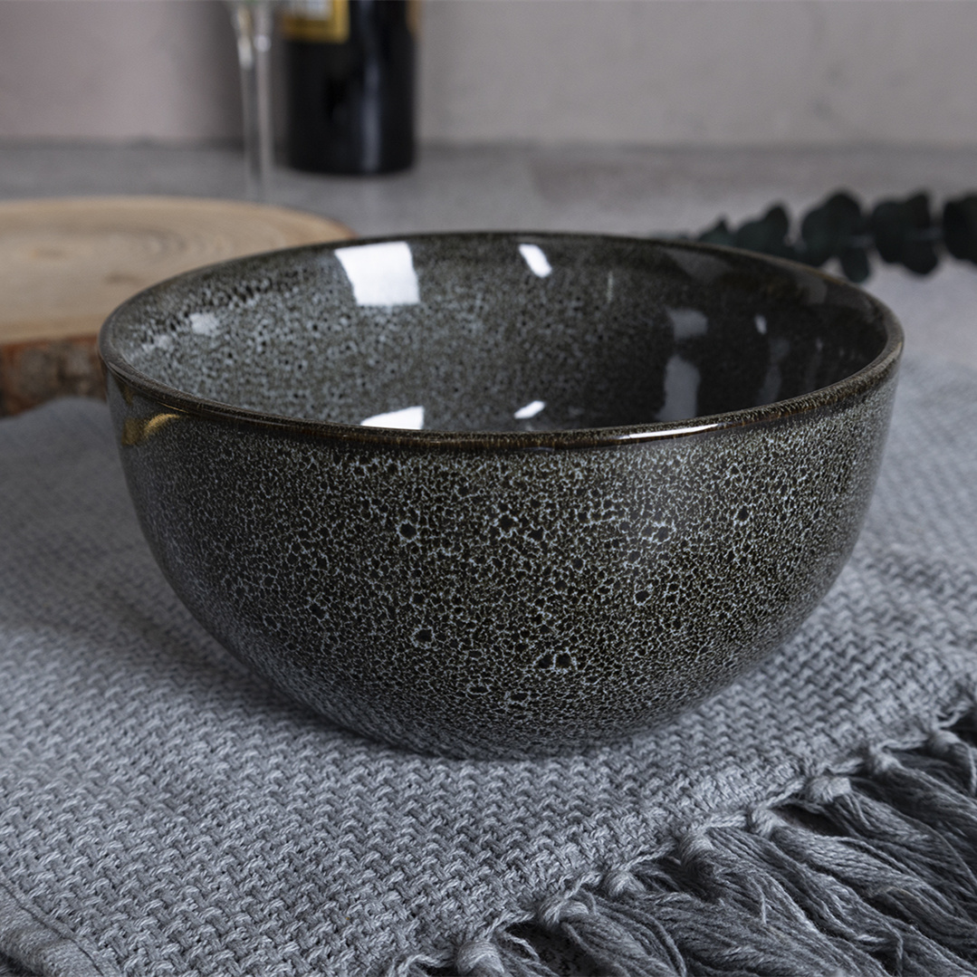 Happy Go White Porcelain 14.5CM(650ML) BOWL WITH REACTIVE GLAZE