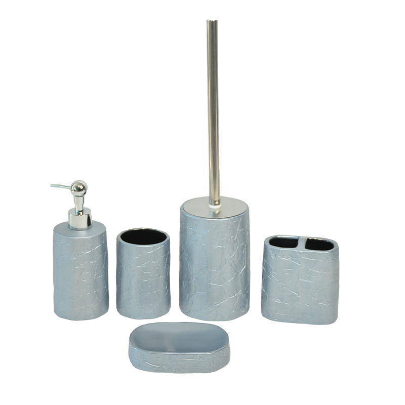 light blue textured electroplated bathroom five-piece set