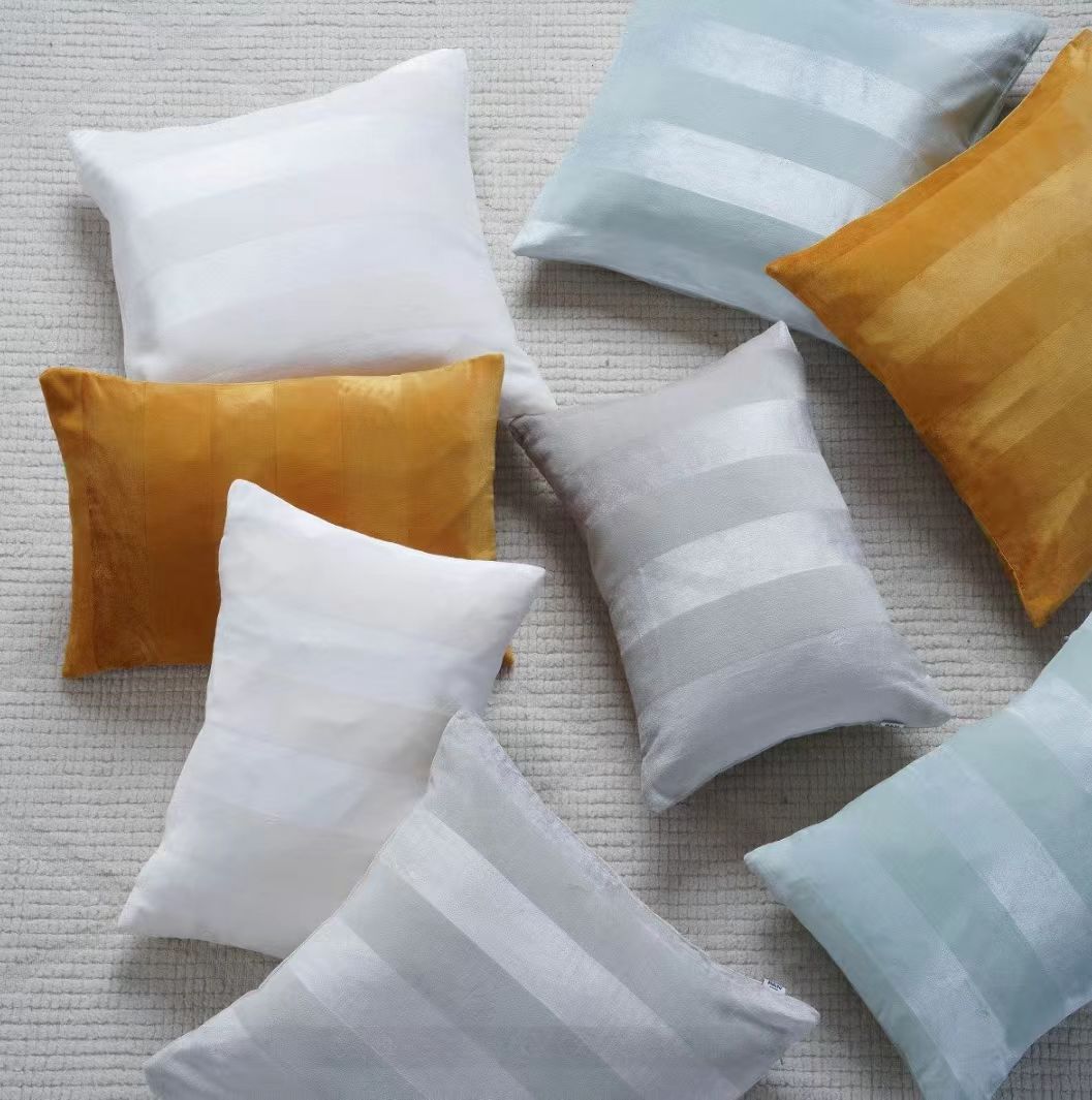 Stripe jacquard velvet pillow