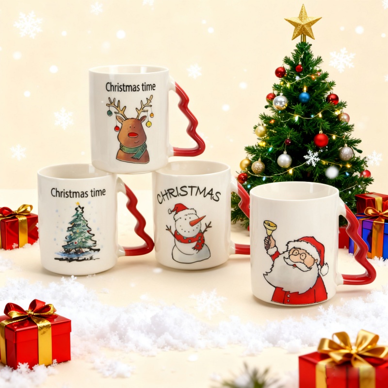 Ceramic mug with Christmas tree handle
