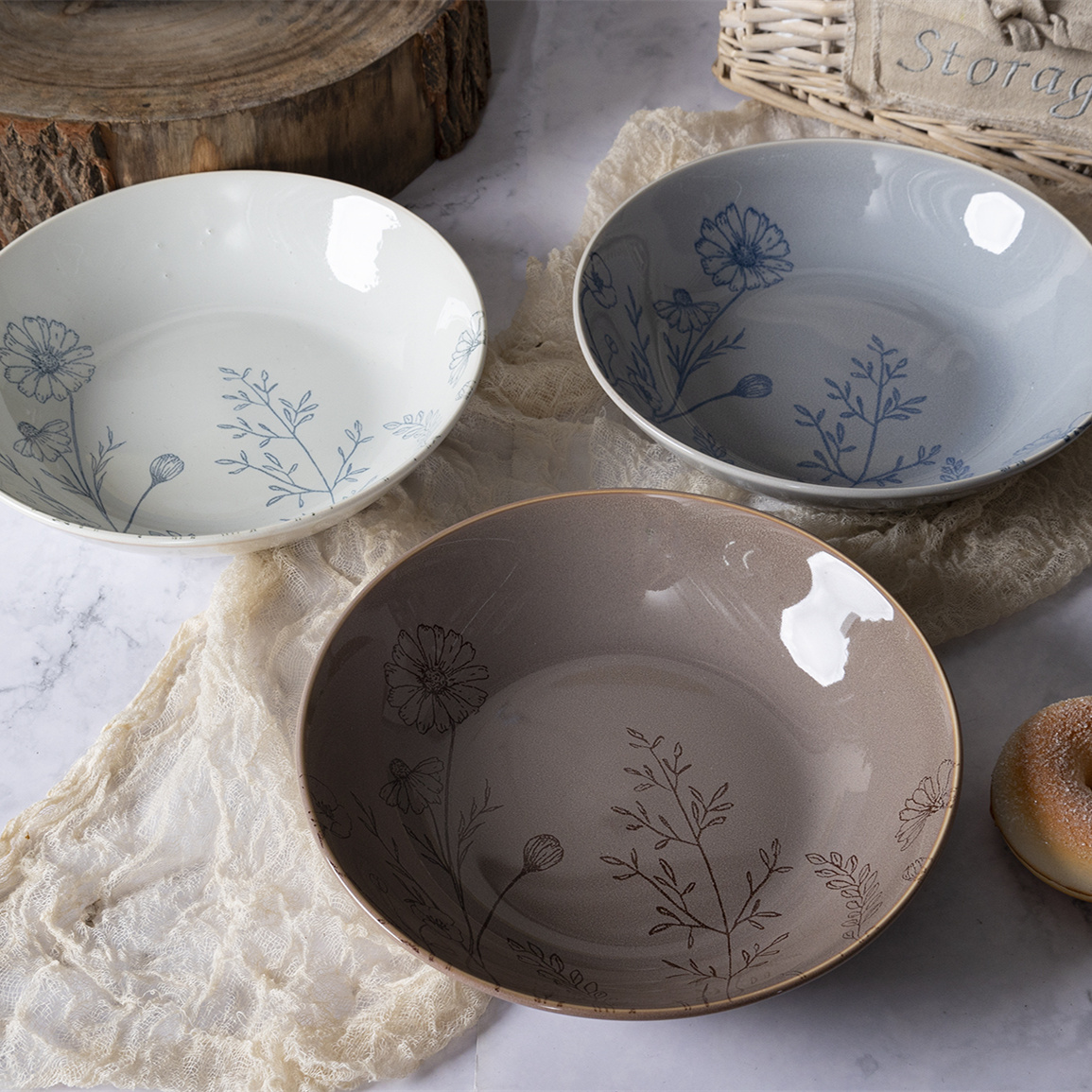 Happy Go PORCELAIN 20CM SOUP PLATE WITH REACTIVE GLAZE AND PAD PRINTING