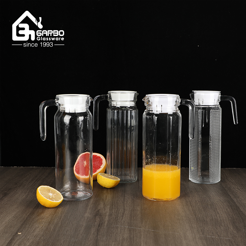 Garbo 1L clasic ctagonal cold water glass pitcher with lid