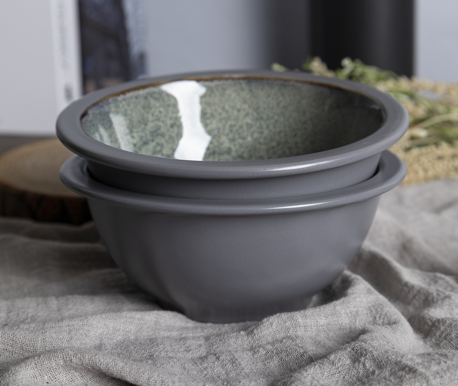 Happy Go 16.7cm/23oz/650ml Stoneware Bowl Inner Reactive Glaze Outside Color Glaze