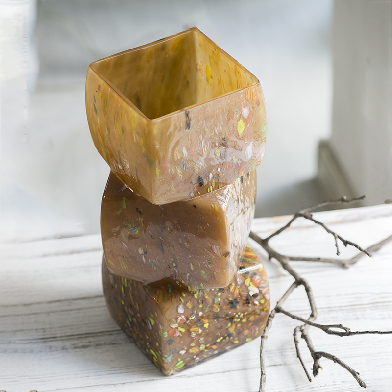 Handmade mouth-blown color art Ice cube Vases CJ23-12L Dots