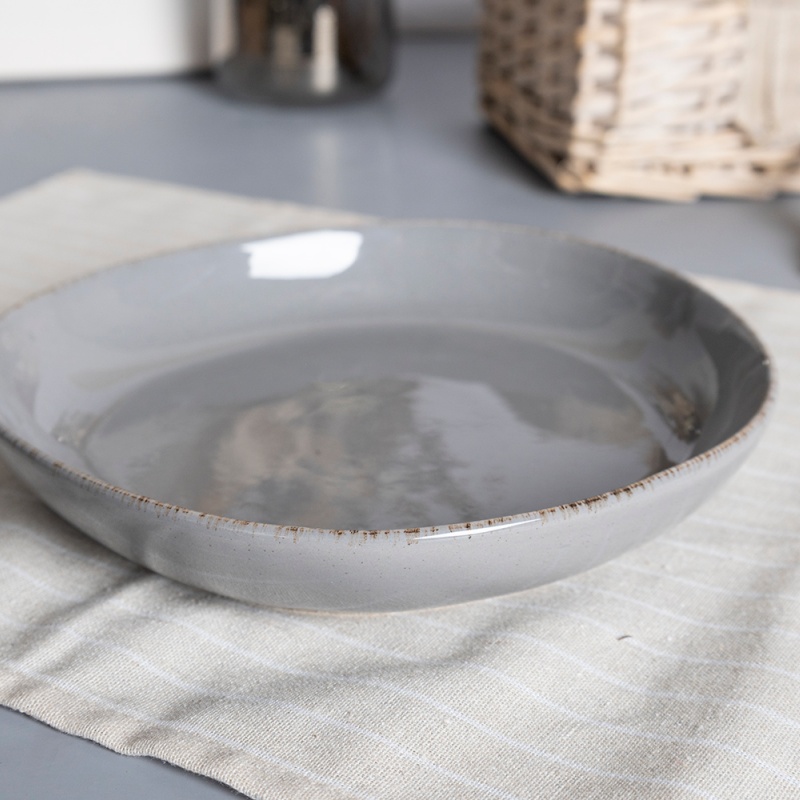 Happy Go 20cm/20oz/570ml Soup Bowl Reactive Glaze With Sesame Dots And Reactive Glaze Rim