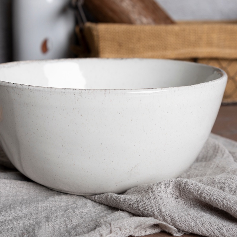 Happy Go 26.2cm/135oz/4l Bowl Reactive Glaze With Sesame Dots And Reactive Glaze Rim