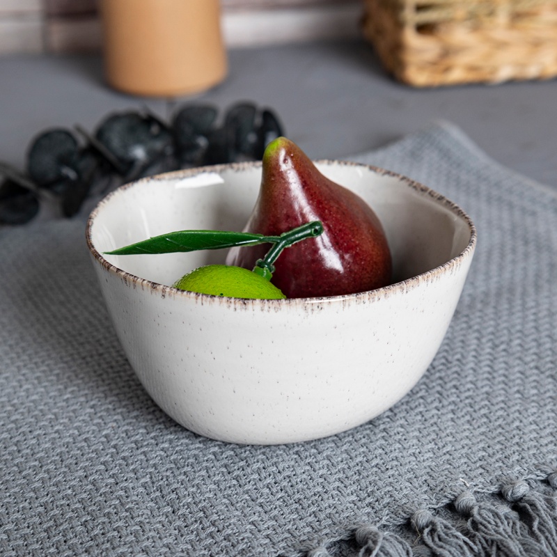Happy Go 11.2cm/11oz/310ml Bowl Reactive Glaze With Sesame Dots And Reactive Glaze Rim