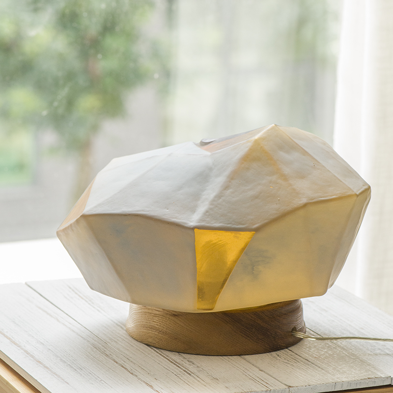 Art glass decorative lighting handmade iceberg shape table lamp with base G15-3 Amber