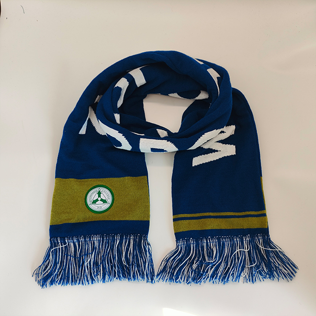 OEM custom football soccer rugby knitted acrylic scarf