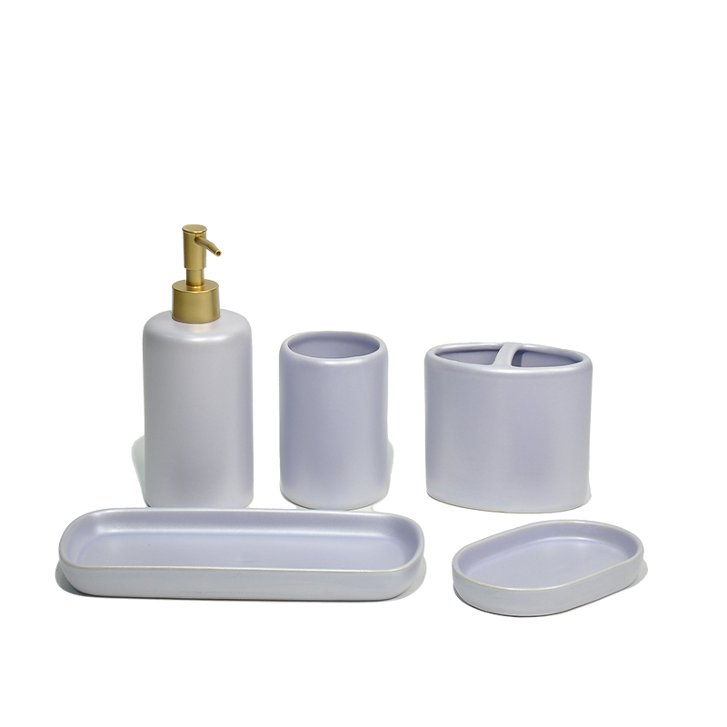 light purple simple bathroom five-piece set