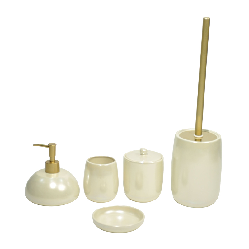 Beige pearlescent bathroom five-piece set