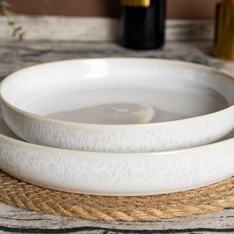 12-Piece White Pearl Reactive Glaze Dinner Set, 27.5cm & 21cm Plates, Gift Box, Wholesale