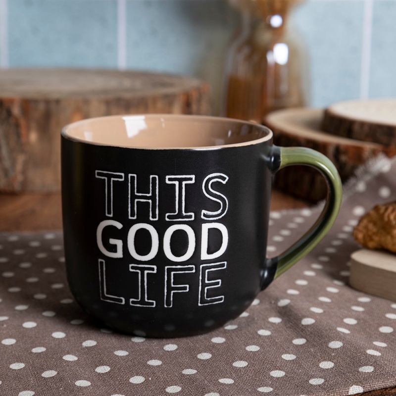 Urban Bold Stackable Mini Mug, Small Letter Design Ceramic Cup