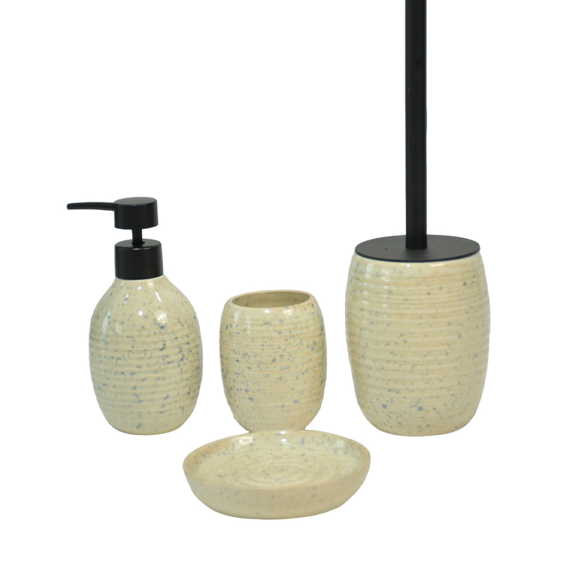 Beige blue dot texture kiln transformation bathroom four-piece set