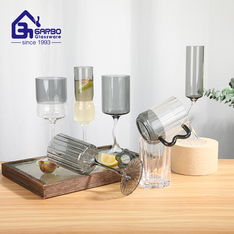 390ml Grey Glass Stemware for Home Using
