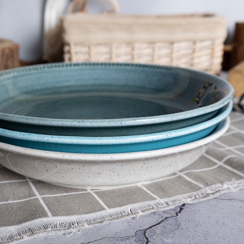 Happy Go 23.7cm/32oz/900ml Stoneware Soup Plate Reactive Glaze With Speckles
