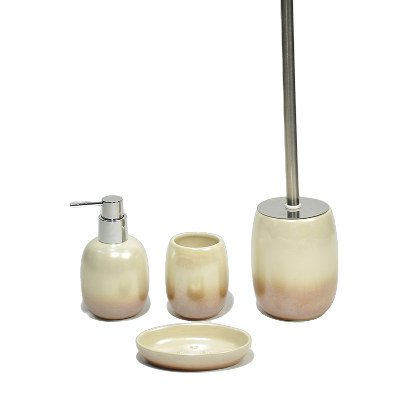 A simple four-piece bathroom set in gradient beige