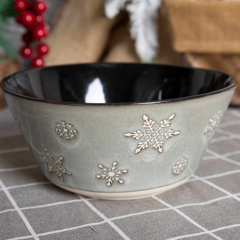 Happy Go 14.8cm/18oz/500ml Bowl Outside Reactive Glaze With Silk Screen And Natual Bottom