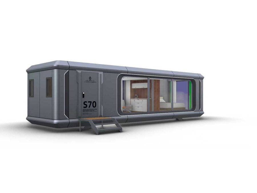 Space Capsule House S70 – Maximum space. Minimum price. Premium specs. Your Canton Fair exclusive.