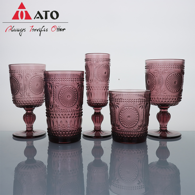 Customized water wave pattern color Crystal Colored Stemmed Wine Glasses
