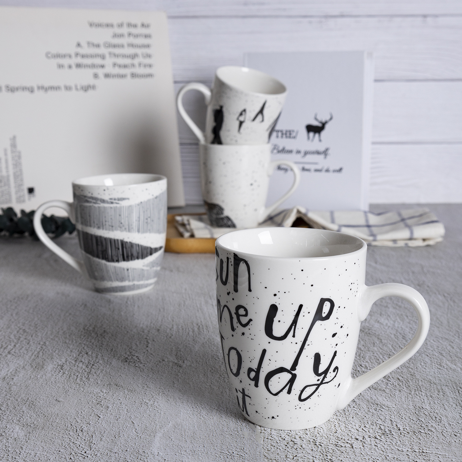 Happy Go 11OZ(320ML) MUG PORCELIAN WITH DECAL DESIGN