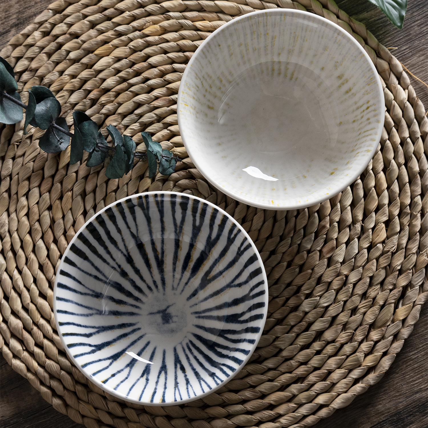 Happy Go Porcelain 15.5CM / 11.5CM BOWL WITH TWO COLOR PAD PRINTING AND COLOR RIM