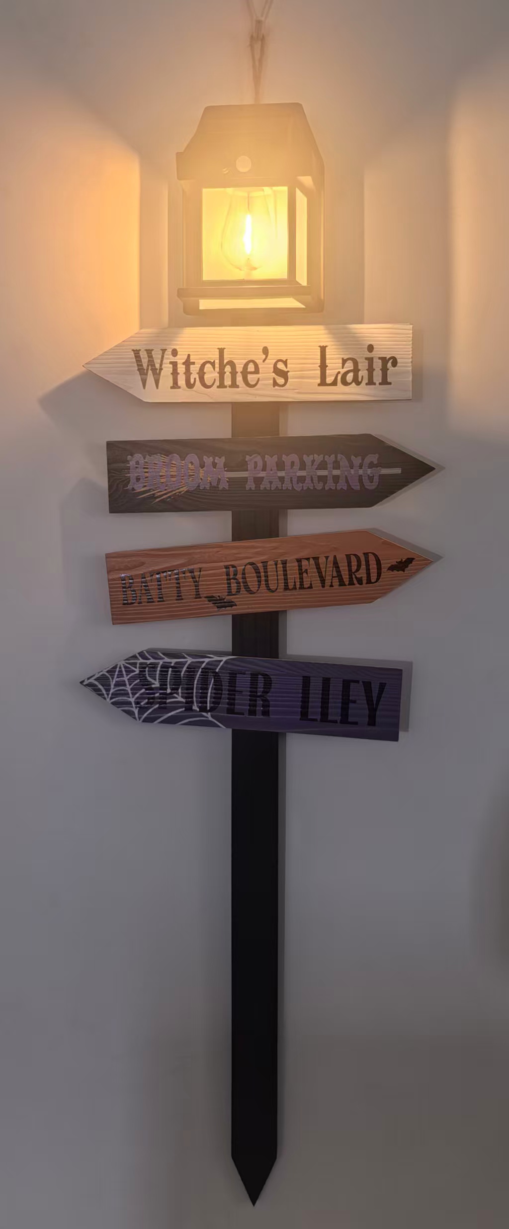 Solar Light Wood Halloween Sign