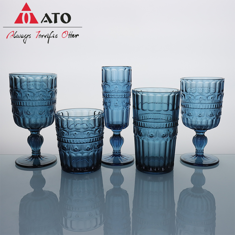 Customized water wave pattern color Crystal Colored Stemmed Wine Glasses