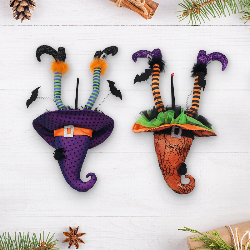 10x19" Hanging Inverted Halloween Witch Decoration