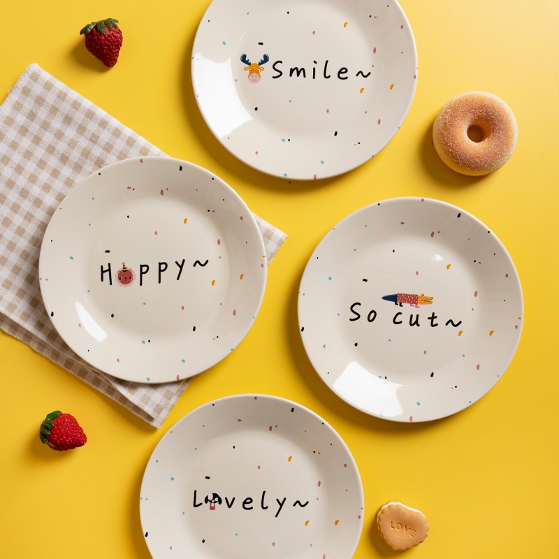 19cm Smile Deer Kids Plate, Cute Cartoon Design for Children