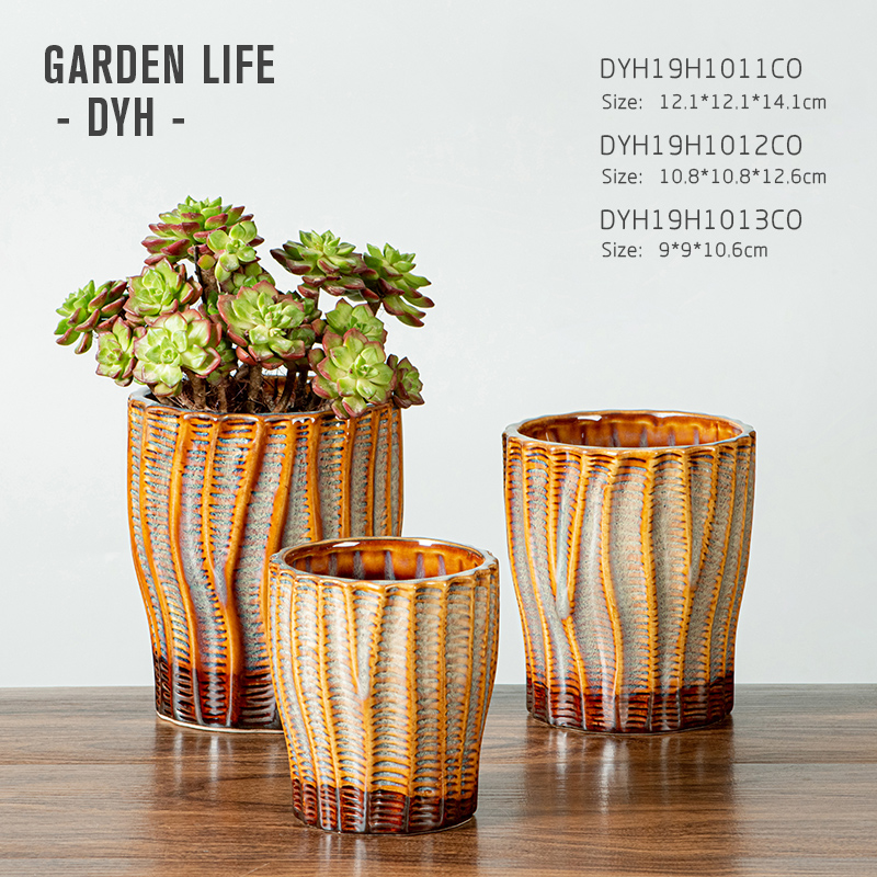 Creative shinny and matte across electroplating cylinder flower pot