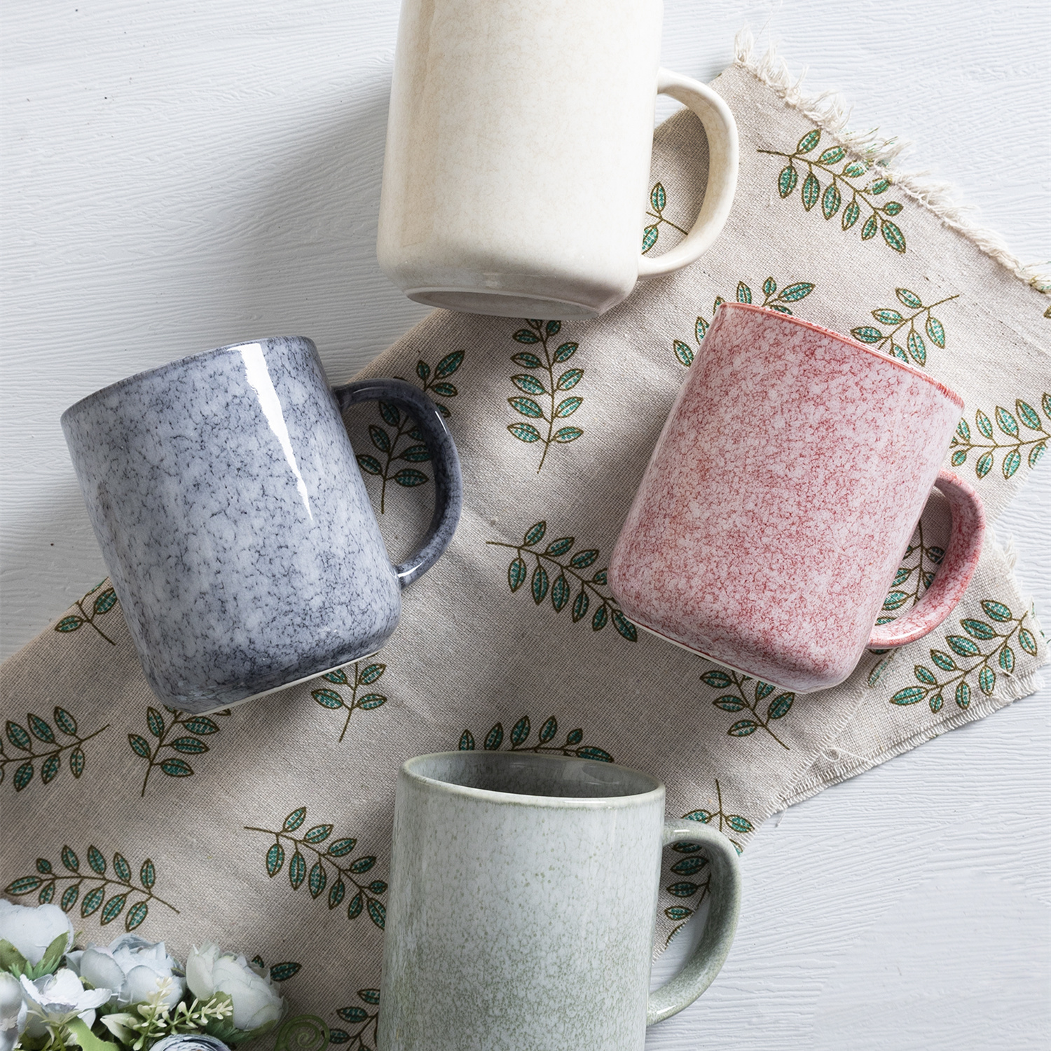 Happy Go Ceramic Porcelain 12OZ MUG WITH REACTIVE GLAZE