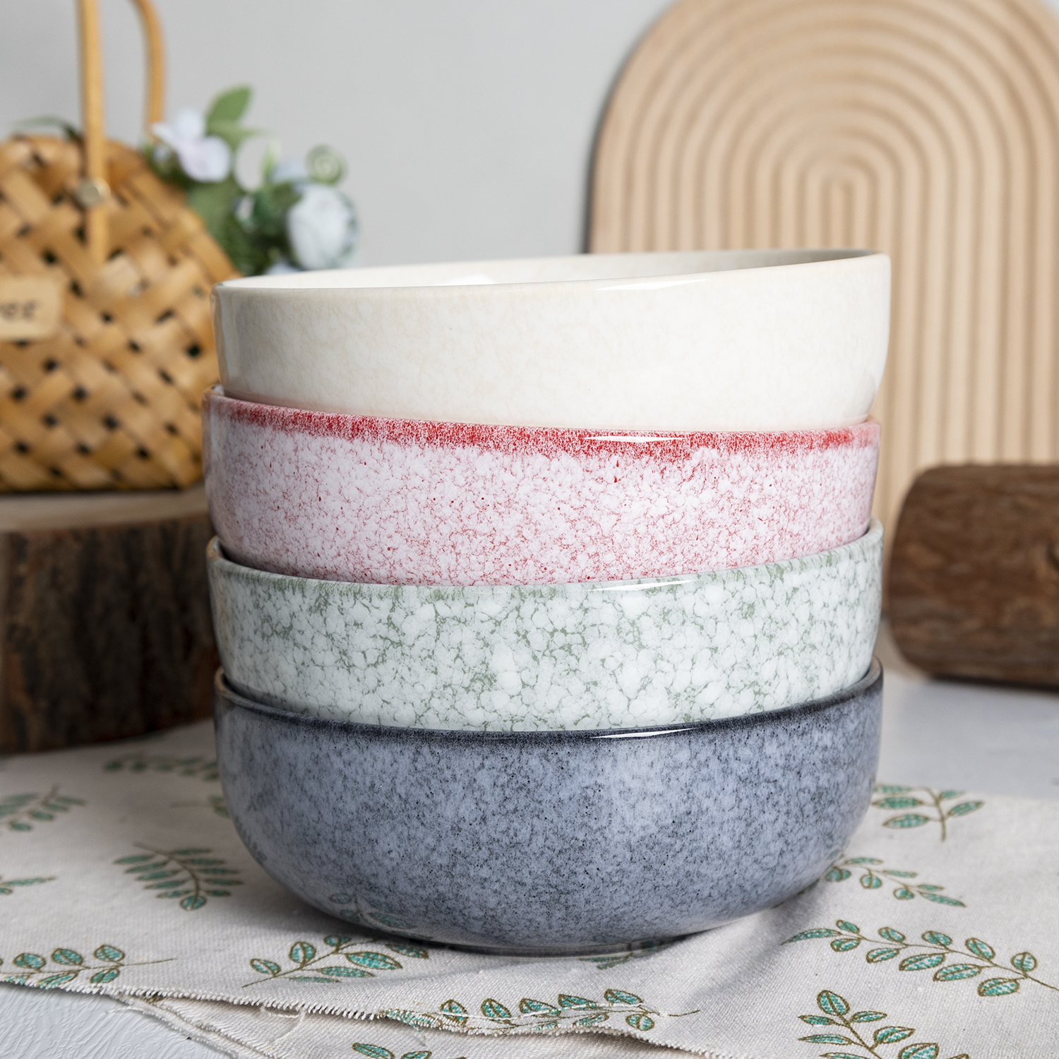 Happy Go Porcelain 15.5CM BOWL WITH REACTIVE GLAZE