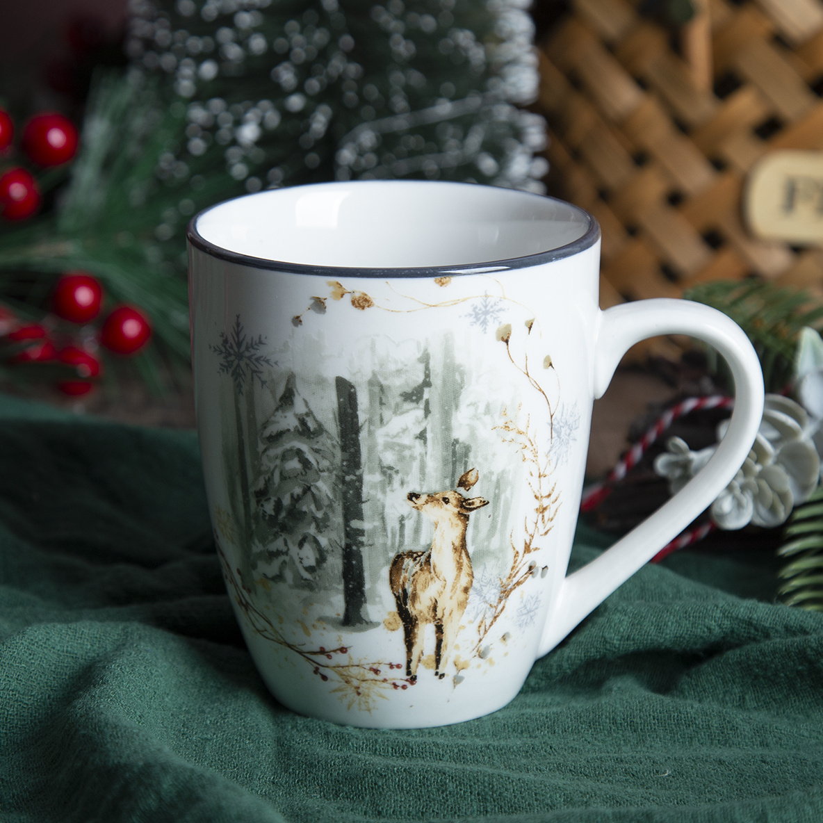 Happy Go 11OZ(320ML) MUG WITH DECAL AND COLOR RIM