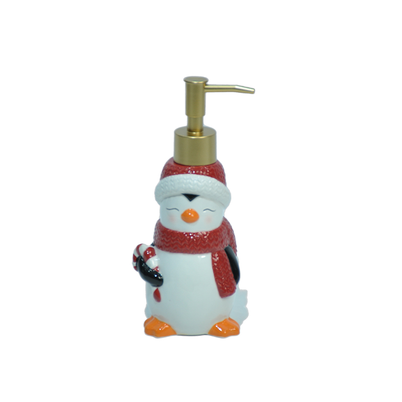 Christmas cute and fun, holding a cane, sugar penguin-shaped dolomite emulsion in bottles