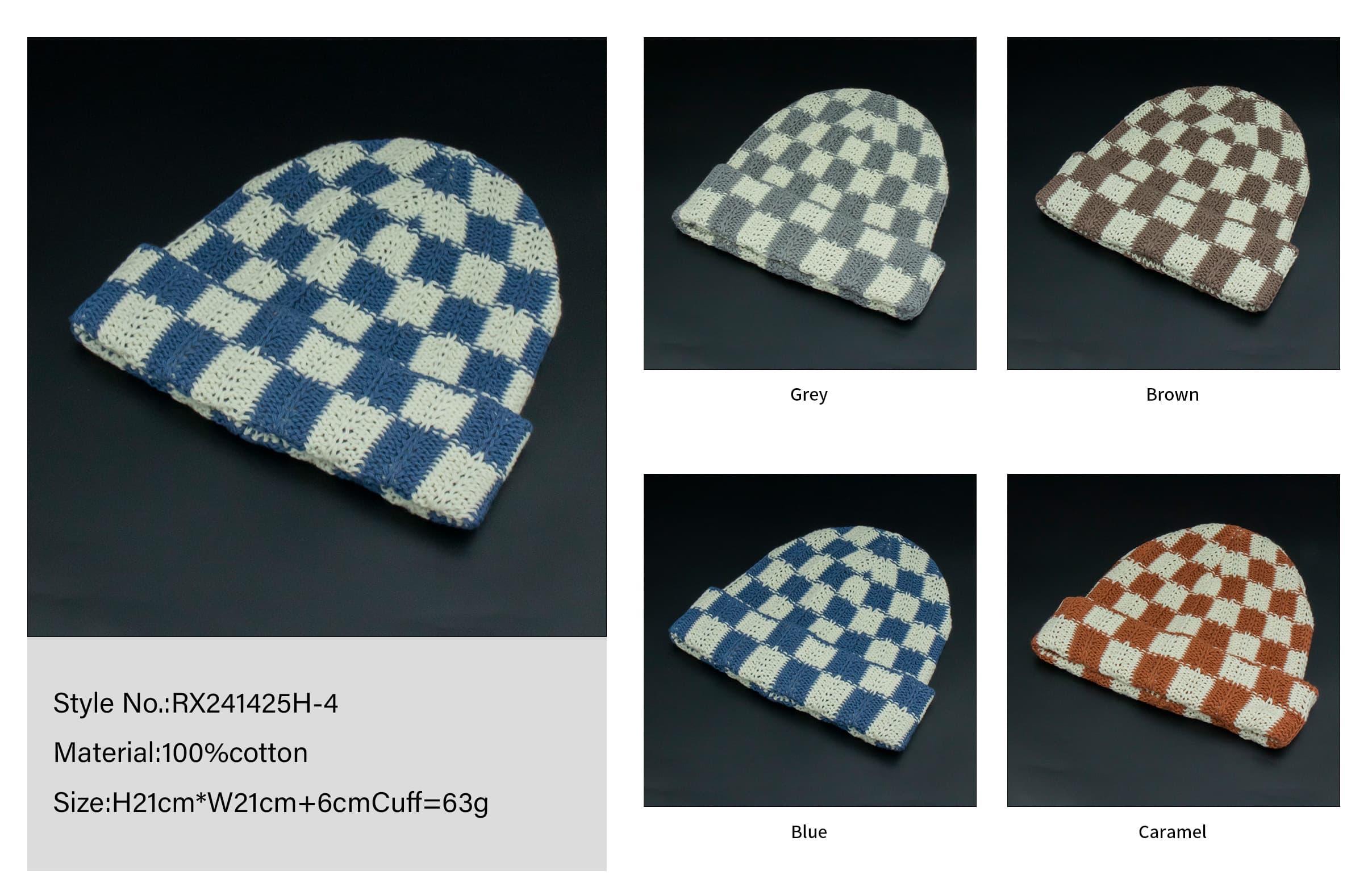 Checked Jacquard Beanie