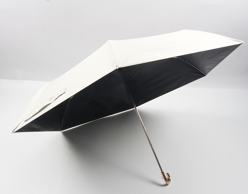 Manu open UV three folding umbrella with curved handle