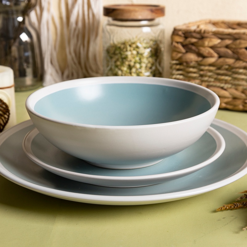 18.5cm/800ml Soup Plate With Matt Color Glaze And White Rim