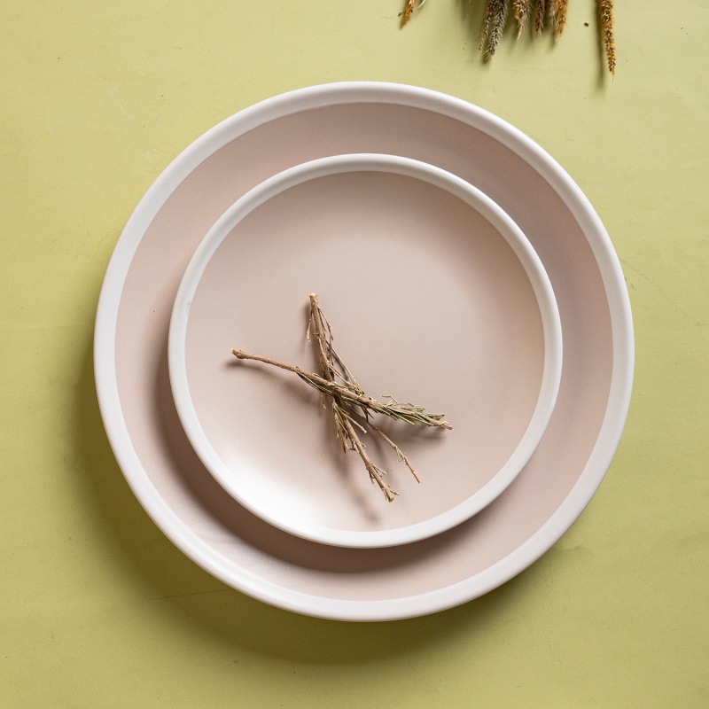 19.6cm Salad Plate With Matt Color Glaze And White Rim