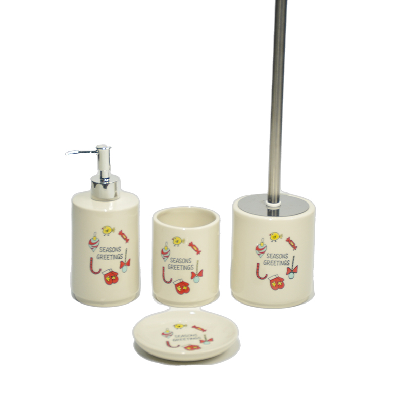 Christmas season cute decorative printed bathroom four-piece set