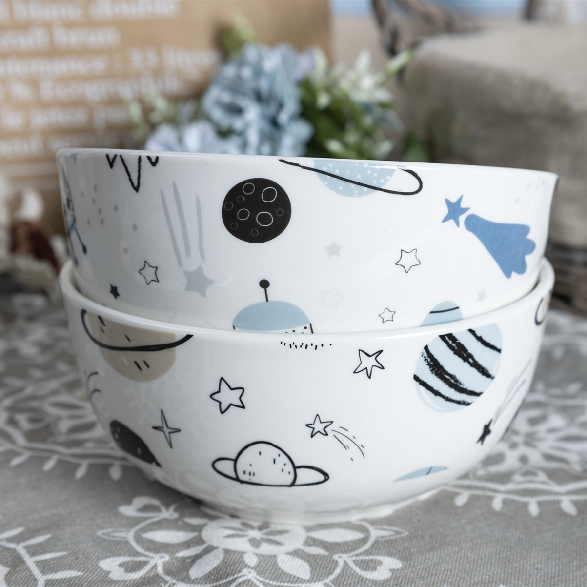 Happy Go 5.5'' 13.5CM White Porcelain Bowl with Decal