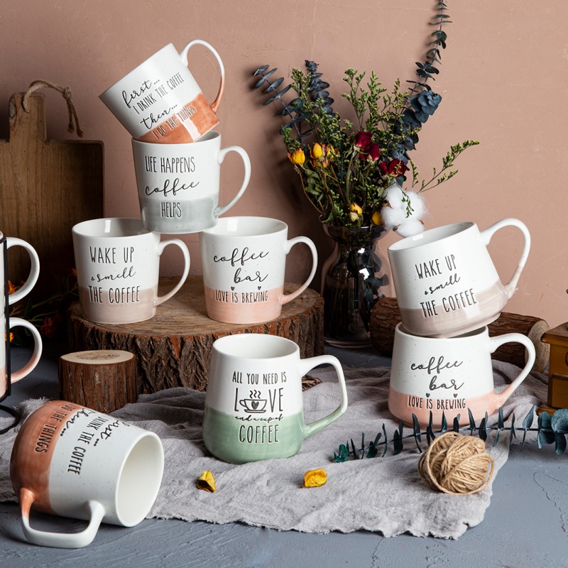 Half-Dipped Glazed Coffee Mug Series – 17oz Stackable, 19oz Round, 16oz Cone Shape Ceramic Cups