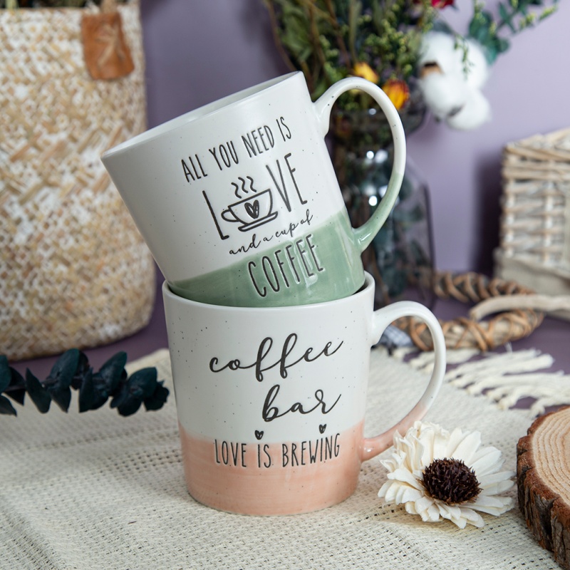 16oz Half-Dipped Glazed Cone Mug – Stylish Ceramic Coffee Cup with Inspirational Text