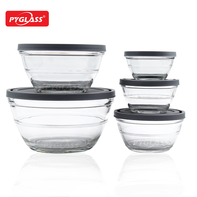 Glass mixing bowl set