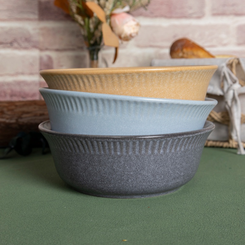 Happy Go 17.5cm/28oz/800ml Soup Bowl Matt Reactive Glaze With Embossed