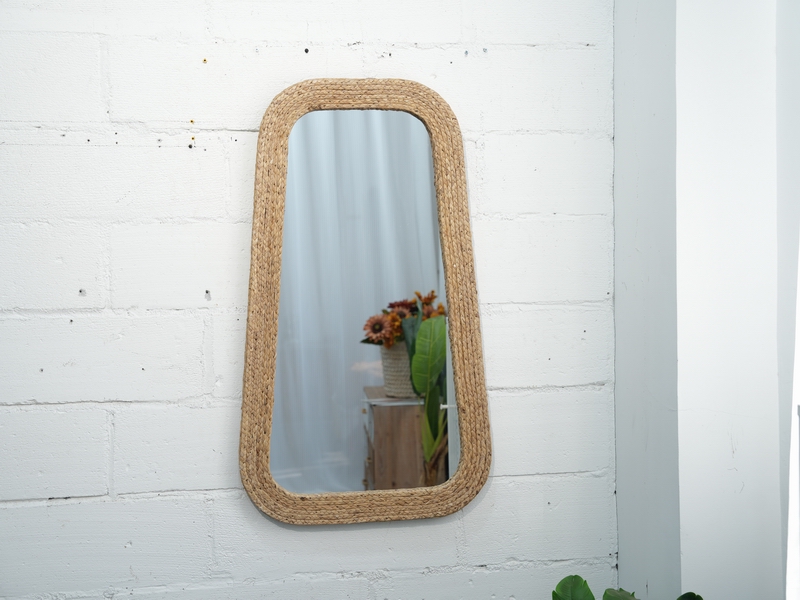 Woven Grass Irregular-framed Wall-mounted Mirror wall mirror mirrors