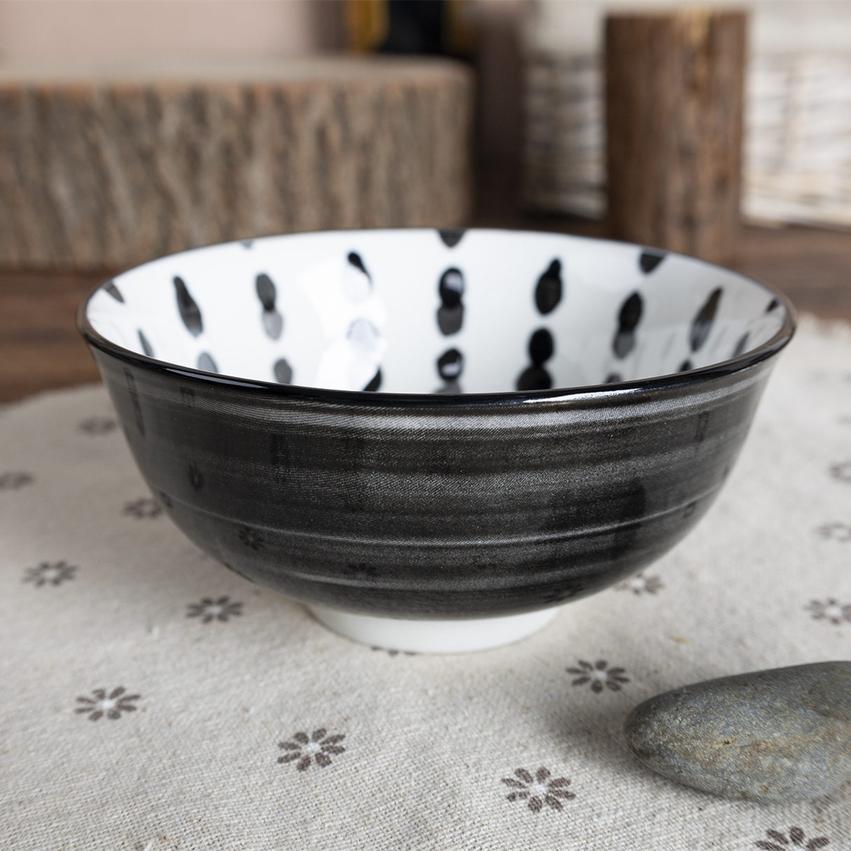 Happy Go PORCELAIN 15.5CM / 11.5CM BOWL WITH ONE COLOR PAD PRINTING AND COLOR RIM